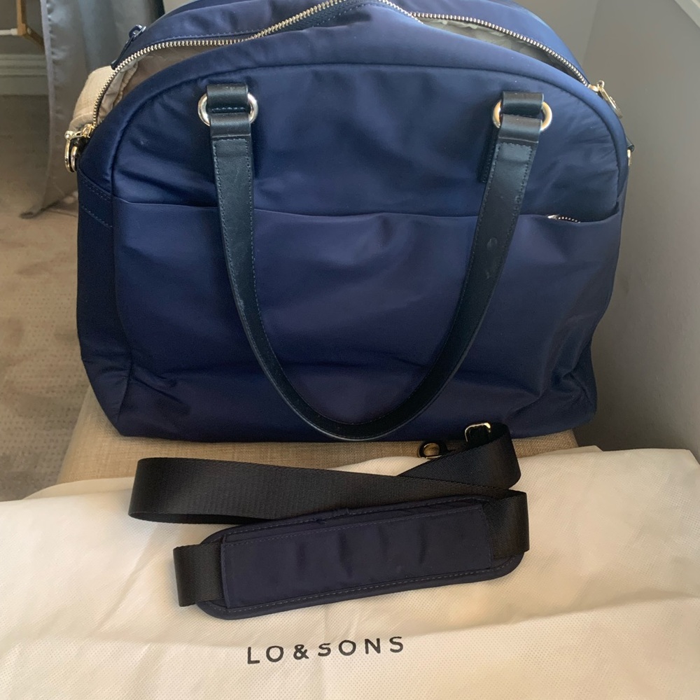 Lo & Sons Deep Navy OG Tote  | Gold Hardware | Camel Interior